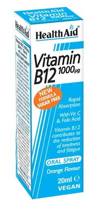 Health Aid Vitamin B12 1000mg Spray For Rapid Absorption- 20ml • £13.99