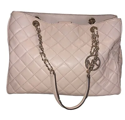 Michael Kors Susannah Large Quilted-Leather Tote/Shoulder Bag In Ballet Pink • $240
