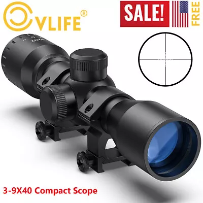 CVLIFE 3-9x40 Compact Rifle Scope Mil Dot Crosshair Riflescope With 20mm Mount • $42.99