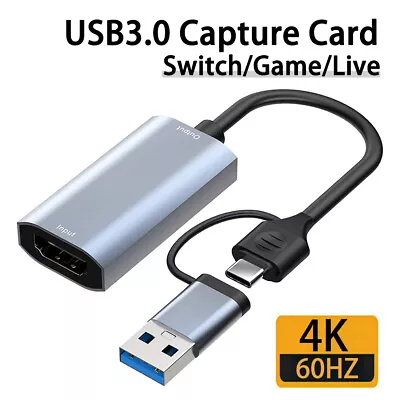 Video Capture Card 4K HDMI To USB/USB-C HDMI Video Grabber Box LiveStream Record • $14.99