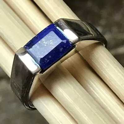 Solid 925 Sterling Silver Natural Blue Lapis Lazuli Gemstone Official Men's Ring • $41.33