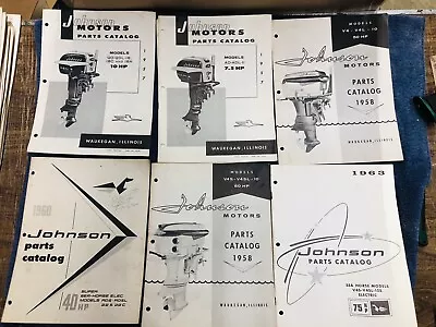 Vintage Set Of 24 Johnson Outboard Boat Motor Parts Catalogs. • $25