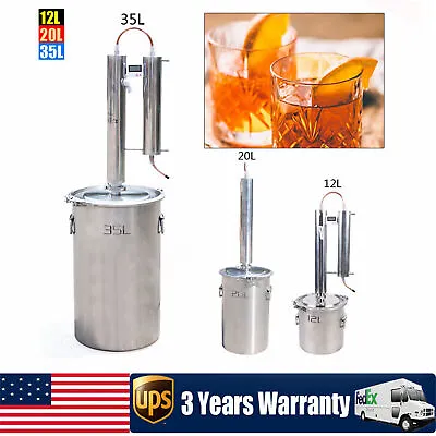 US 12/20/35L Alcohol Distiller Brewing Kit Moonshine Still Stainless Wine Boiler • $125.40