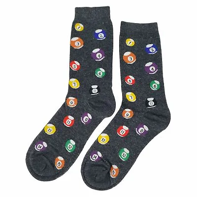 NWT Pool Ball Dress Socks Novelty Men 8-12 Gray Crazy Fun Sockfly • $8.99