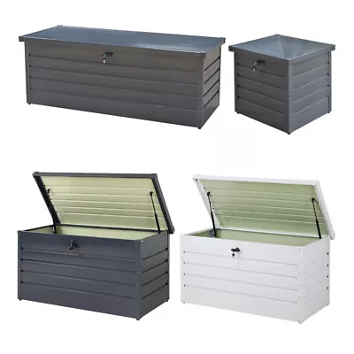 XL Metal Steel Garden Storage Box Large Outdoor Chest Utility Cushion Shed Trunk • £98.99