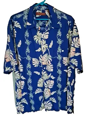 Tori Richard Men's XL Blue Floral All Over Print Button Short Sleeve Pre-owned • $16.97