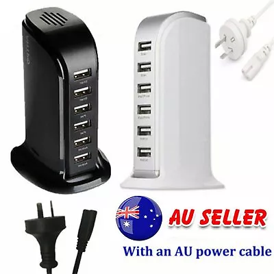 6 Port Charging Station USB Desktop Charger Rapid Tower Power Adapter Wall HUBAL • $17.20