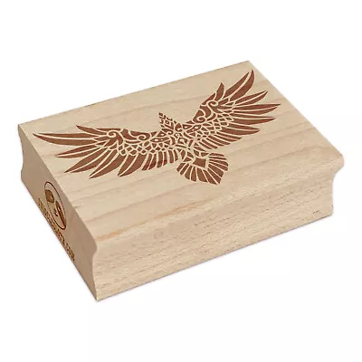 Norse Tribal Raven Crow Bird With Spread Wings Rectangle Rubber Stamp Stamping • $12.99