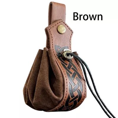 Viking Faux Leather Belt Pouch Drawstring Coin Purse Medieval Vintage Dice Bag • £6.83