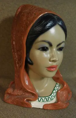 Vintage Marwal Chalkware Head Bust Scarce Spanish Ethnic Woman Figure • $44.99