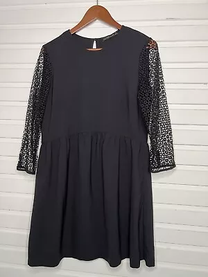 Zara Black Lace Sleeve Dress Size L • $17.50