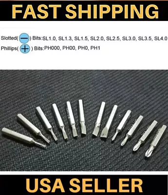 Screwdriver Micro Bits Hex Philips Slotted Flathead  System 4 PH000 PH00 12 Pcs • $9.95