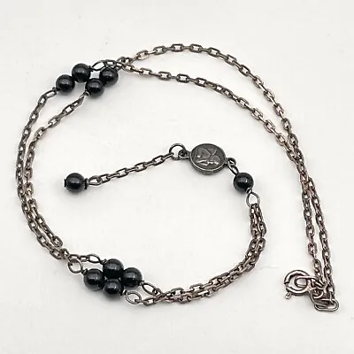 Mexico City Sterling Silver MD28V Station Bead Rosary Dark Black Vintage Patina • $41.99