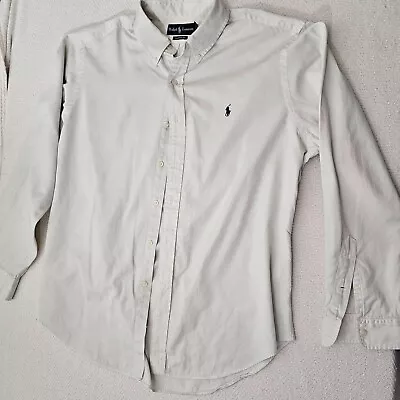 Ralph Lauren Silk Blend Men's Size XL White Camp Collar Button Shirt Classic Fit • $34.99