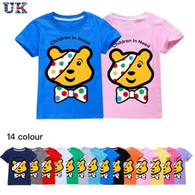 £8.99 • Buy Kids Pudsey Bear Children In Need T-Shirt Boys School Charity Event Tee Tshirt