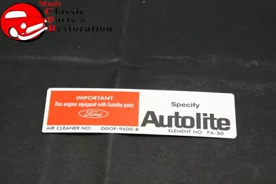 71 Early Mustang W/o Ram Air Autolite Service Instructions Decal • $999.99