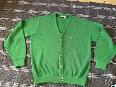 Vintage Izod Lacoste Cardigan Sweater Mens Medium Green Croc  USA • $55.25