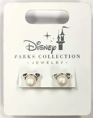 Disney Parks Classic Mickey Mouse Ears Pearl Silver Tone Disneyland Earrings • $39.99