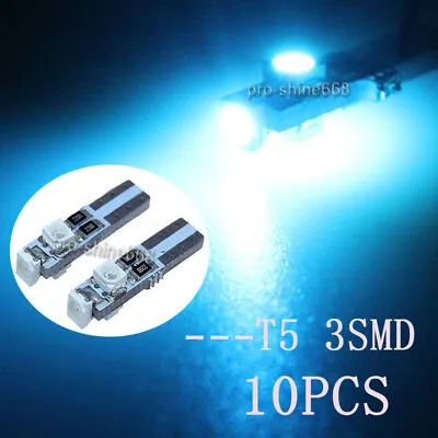 10Pcs 37 T5 1210 LED Gauge Cluster Key Ring Sunvisor Shifter Light Bulb Ice Blue • $9.21