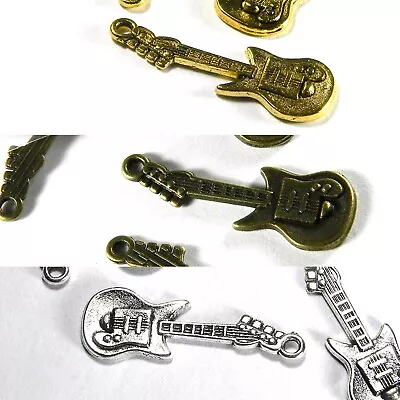 5 Electric Stringed Guitar Music Instrument Charms Plated Over Pewter Base Metal • $1.99