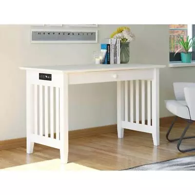 AFI Writing Desk 48-in Rectangular Mission 1 Drawer W/ Solid Wood Material White • $245.27