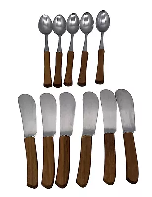 Set Of  11 Stainless Japan Wood Handle 4” Mini Spoons And Spreaders • $25