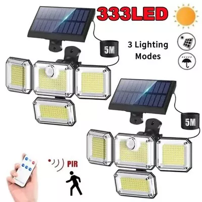 2 Pack 333 LED Motion Sensor Solar Lights Outdoor IP65 Waterproof Security Lamp • $30.98