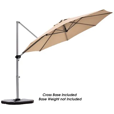 3.3m Patio Offset Cantilever Umbrella Outdoor Round Hanging Market Parasol • £99.95