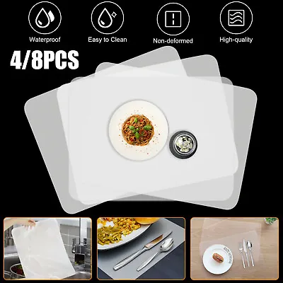 $11.98 • Buy 4/8PCS Clear Table Placemat Set Washable Dining Kitchen Non-Slip Waterproof Mats