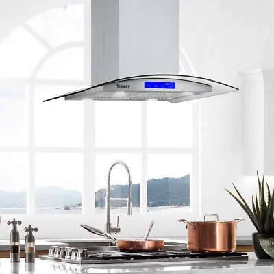 36  Stainless Steel Island Mount Range Hood 900CFM 4 LED Lamps LCD Touch Control • $299.99