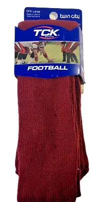 TCK Red Maroon Knee High Football Socks OFK Large Rib Knit Leg Full Cushion Foot • $10.99