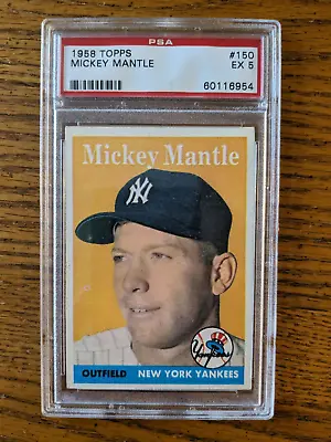 1958 Topps #150 Mickey Mantle PSA 5 EX [ABSOLUTELY STUNNING / CENTERED] Beauty! • $1750