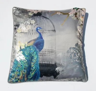 £13.75 • Buy Arthouse Suki Peacock Silver Metallic Foil Luxury Cushion & Filling 005556