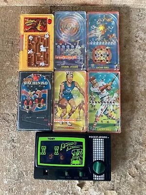Lot Of 7 Tomy Handheld Pocket Games +Arcade Games +Mini Mate Bluebox Pinball 70s • $5.50