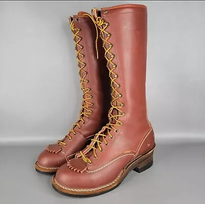 Wesco Redwood Leather Highliner 16  Lineman Boots Vibram #430 Kiltie Size 9.5 D • $179