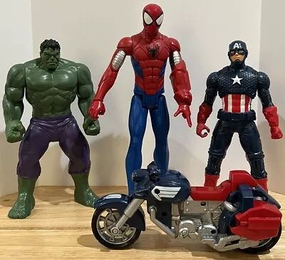 Captain America Motorcycle Action Figure/Hulk Spider-Man Action Figures Marvel • $17.50