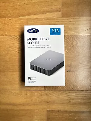 LaCie Mobile Drive Secure USB-C 5 TB Portable External Hard Drive Mac & PC • £149.99