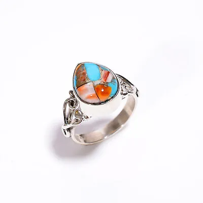 Oyster Turquoise Gemstone Jewelry 925 Sterling Silver Vintage Ring For Women • $16.14