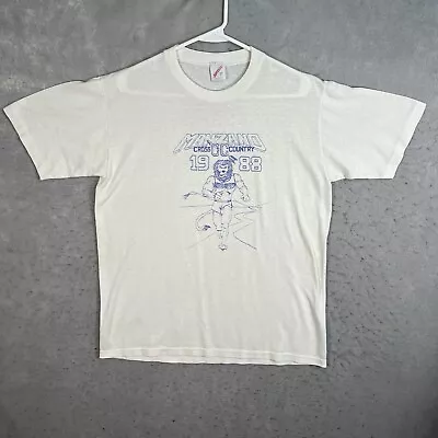 Vintage 80s 1988 Manzano Cross Country Running Lion T Shirt Adult Large White • $19.99