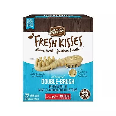 Merrick Fresh Kisses Double-Brush Mint Breath Strips Grain Free Dental Dog Tr... • $37.65