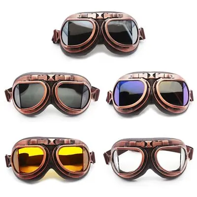 Retro Vintage Motorcycle Goggles Aviator Pilot Flying Eyewear Glasses Helmet • $5.48