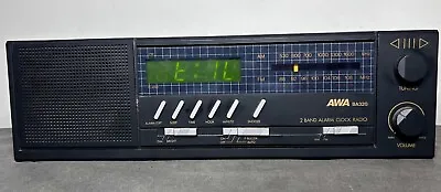Vintage AWA Mitsubishi Electric BA320 2 Band Alarm Clock Radio Woodgrain Working • $59.95