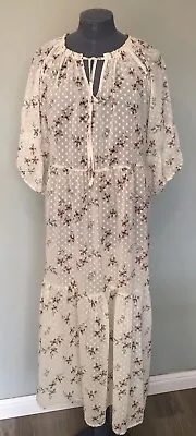 £7.99 • Buy Levi's Azalea Floral Print Tiered Semi Sheer Midi Dress Size L 12 14 16 Cruise