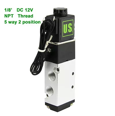 U.S. Solid 1/8  Pneumatic Electric Solenoid Valve 5 Way 2 Position DC 12V Air • $15.28