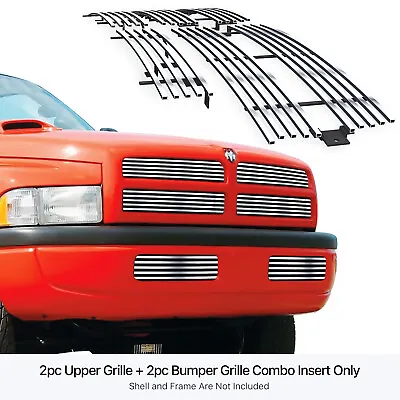 Fits 1994-2001 Dodge Ram Pickup Stainless Polished Chrome Billet Grille Combo • $81.99