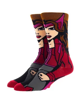 Marvel Comics Wanda The Scarlet Witch All Over Design Pair Of Mens Crew Socks • £13.99
