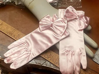 Vintage Gloves 1960s Satin Bow One Size Pink 1pair Studio Clearance Sale • $7