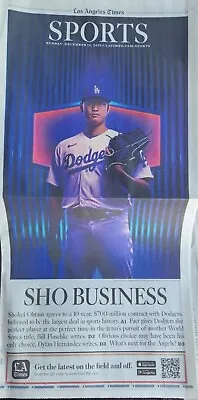 SHOHEI OHTANI Signs W/ Los Angeles Dodgers - DEC 10 2023  FULL PAPER  LA TIMES  • $12.25