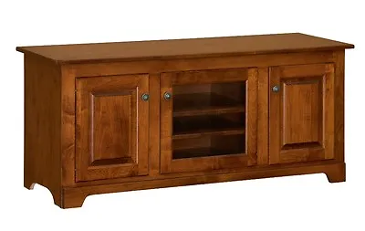 Amish Solid Wood TV Stand Console Cabinet 56  Media Storage Glass • $1199