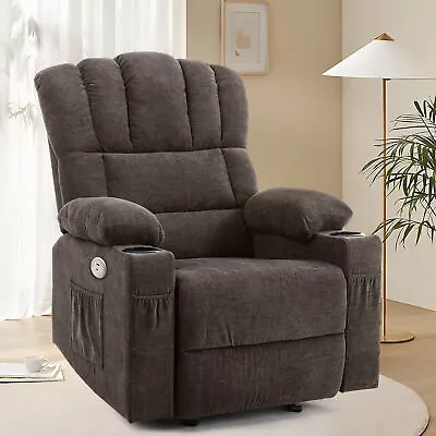 Massage Recliner Chair Rocker Glider Heated Manual Rocking Recliner W/ USB Ports • $318.44